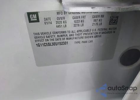 2014 Chevrolet Malibu 1Lt из США, поврежденный, VIN 1G11C5SL3EU152301